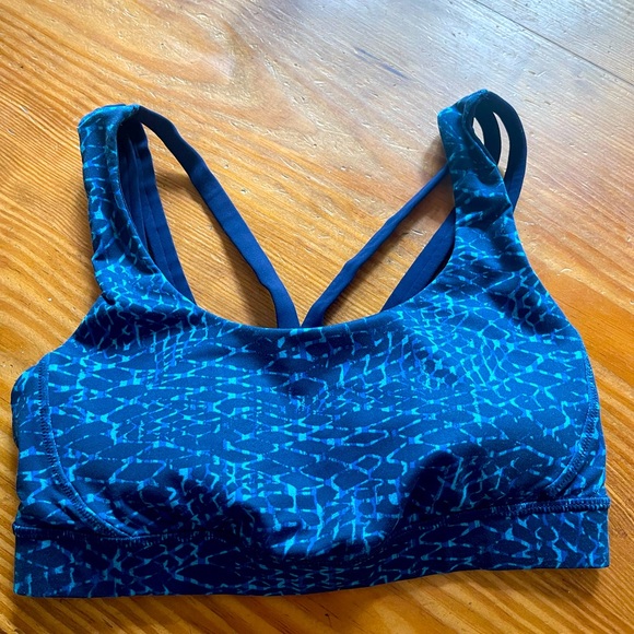 Lululemon Energy Sports Bra (Exhale) Samba Snake Kayak Blue/ Hero Blue Size 2 - Picture 1 of 10